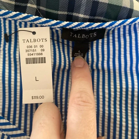 NWT Talbots blue white striped dress size L - Picture 6 of 6